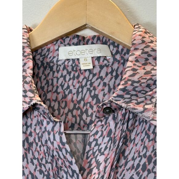 Etcetera Women's Size 6 Silk Purple Button Front Blouse Top Long Sleeve - Picture 4 of 6
